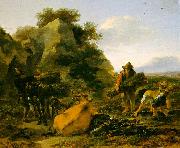 Nicholaes Berchem Landscape with Herdsmen Gathering Sticks china oil painting reproduction